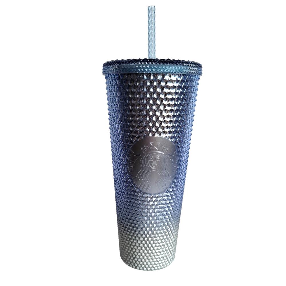 Starbucks Blue Icicle Studded Bling Christmas 2023 24 oz Venti Cold Tumbler Cup